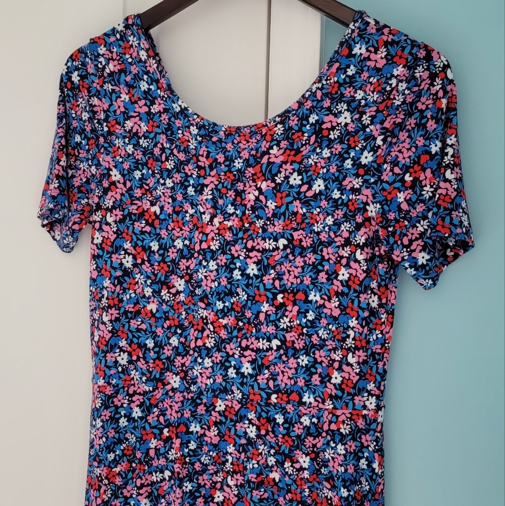 Draper James Blue and Pink Floral Midi Dress